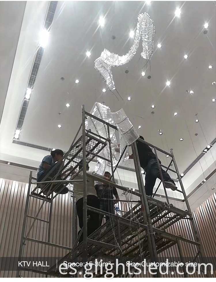 Ingeniería del lobby del hotel Personalización de vidrio de acero inoxidable Luz LED LIGHT